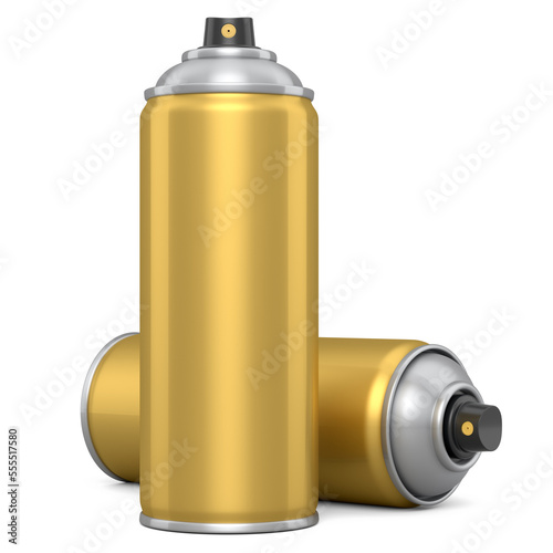 Cans of spray paint isolated on white background. Spray bottle and dispenser