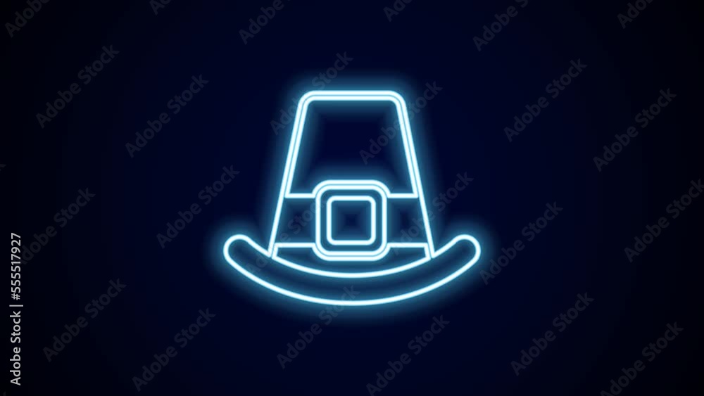 Glowing neon line Leprechaun hat icon isolated on black background. Happy Saint Patricks day. National Irish holiday. 4K Video motion graphic animation Glowing neon line Leprechaun hat icon isolated on black background. Happy Saint Patricks day. National Irish holiday. 4K Video motion graphic animation