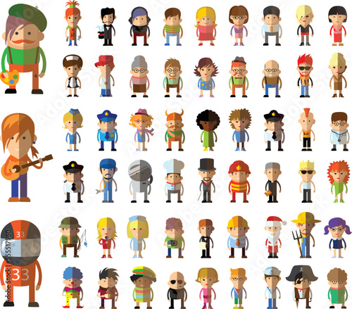 Cartoon vector characters of different professions