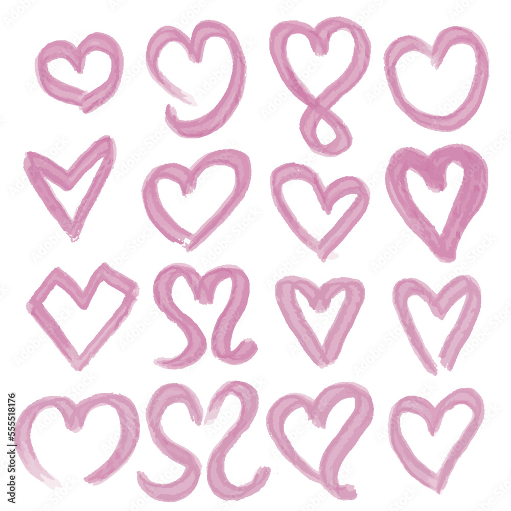 Pink watercolor hearts Pink watercolor hearts