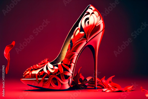 Obraz na płótnie Red high heel shoes.  Generative AI.