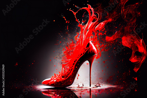 Obraz na plátne Red high heel shoes.  Generative AI.