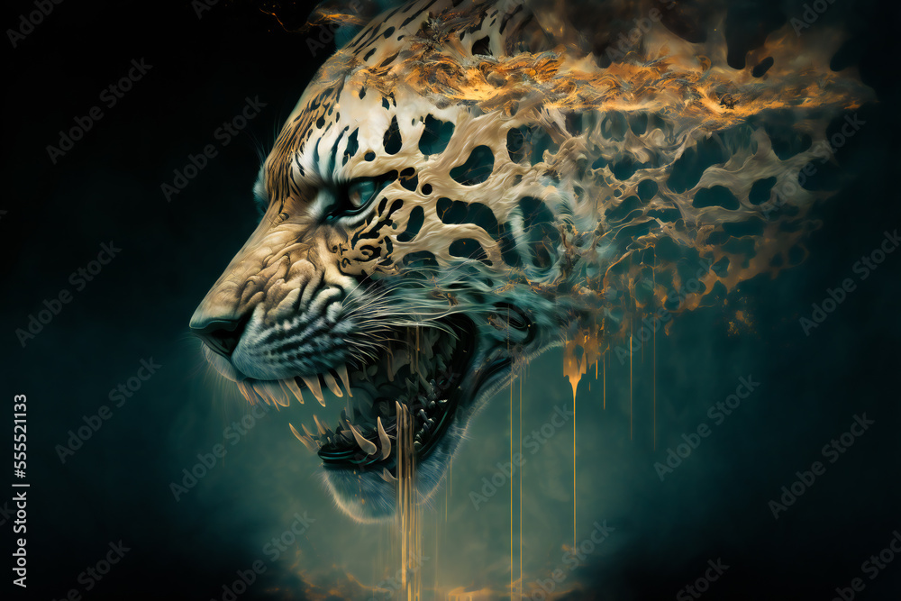 Tiger Skull. Image created with Generative AI technology. Stock ...