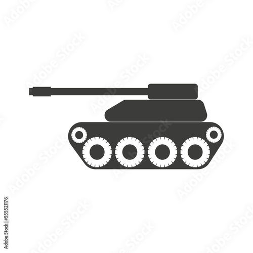 Military tank icon isolated on white sign