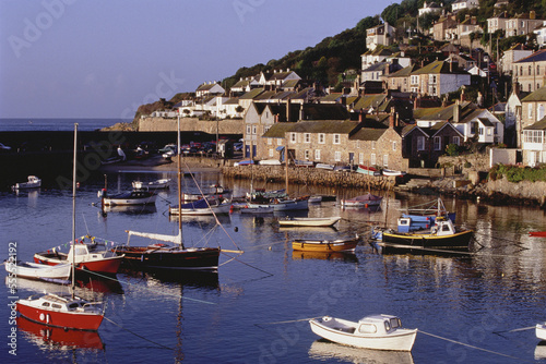 Boats in Harbor, Mousehole Cornwall, England photo