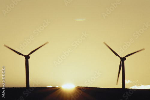 Wind Turbines at Sunset photo