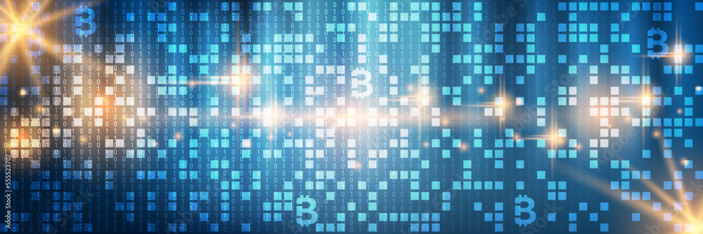 Blockchain technology, cryptocurrency, virtual money vector concept illustration. Web banner, header design template Blockchain technology, cryptocurrency, virtual money vector concept illustration. Web banner, header design template