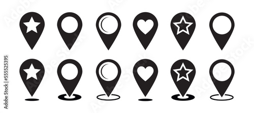Vector icon of simple forms of point of location. Set vector icon.