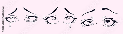 Set anime eyes, anime girl eyes, anime style eyes , love, valentine's day