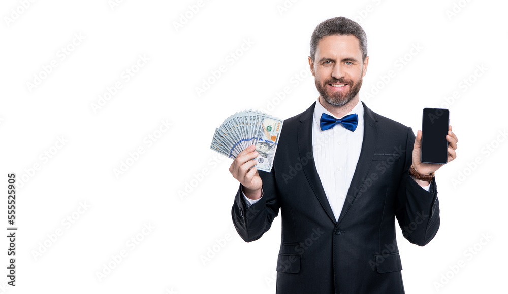 croupier man millionaire having money banknotes. croupier man in tuxedo with money croupier man millionaire having money banknotes. croupier man in tuxedo with money