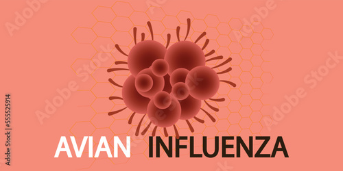 avian influenza virus banner for awareness and alert against disease spread, symptoms or precautions. avian influenza virus outbreak pandemic design with microscopic view background. Vector