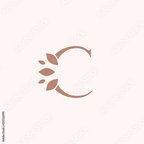 Beauty leaf logo template royal letter C brand design