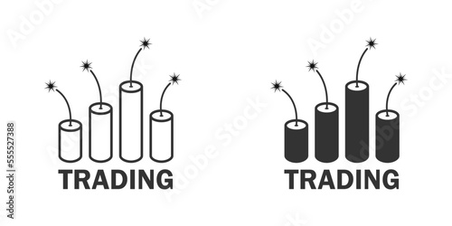 Trading graphic with dynamite icon. Vector illustration.
