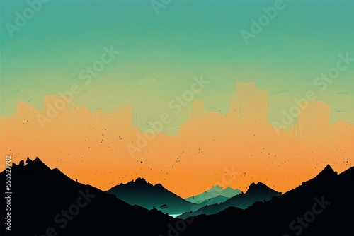 mountain landscape silhouette © LikotoArtworks