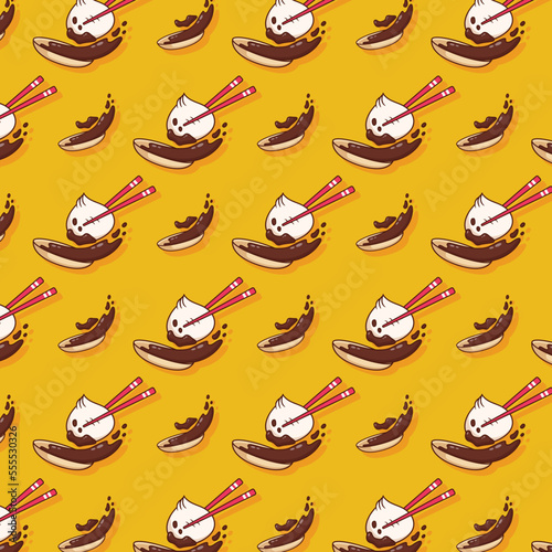 cute dim sum pattern food illustration