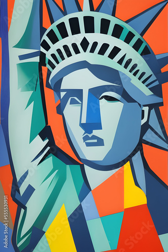 statue of liberty painted in cubism style created using Generative AI