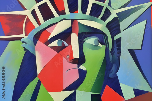 statue of liberty painted in cubism style created using Generative AI