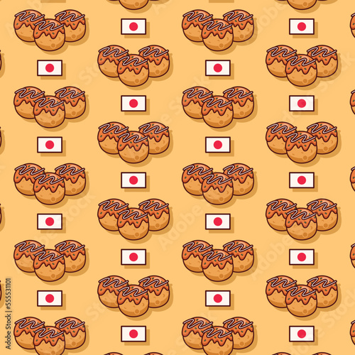cute takoyaki pattern food illustration