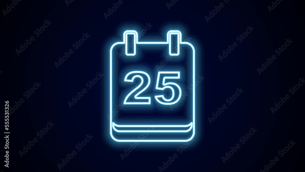 Glowing neon line Christmas day calendar icon isolated on black background. Event reminder symbol. Merry Christmas and Happy New Year. 4K Video motion graphic animation Glowing neon line Christmas day calendar icon isolated on black background. Event reminder symbol. Merry Christmas and Happy New Year. 4K Video motion graphic animation