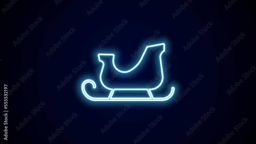 Glowing neon line Christmas santa claus sleigh icon isolated on black background. Merry Christmas and Happy New Year. 4K Video motion graphic animation Glowing neon line Christmas santa claus sleigh icon isolated on black background. Merry Christmas and Happy New Year. 4K Video motion graphic animation