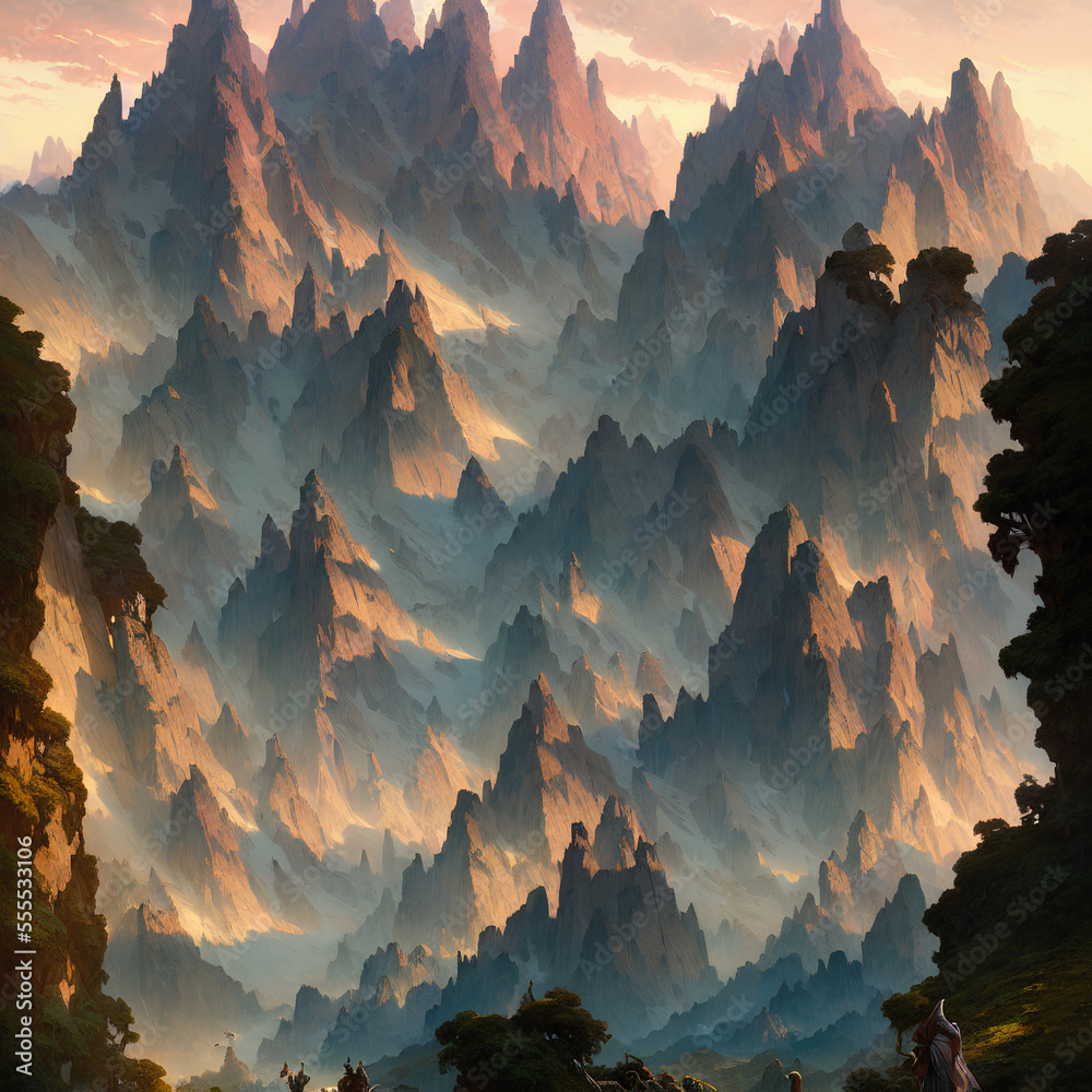 sunrise in the mountains. generated by AI