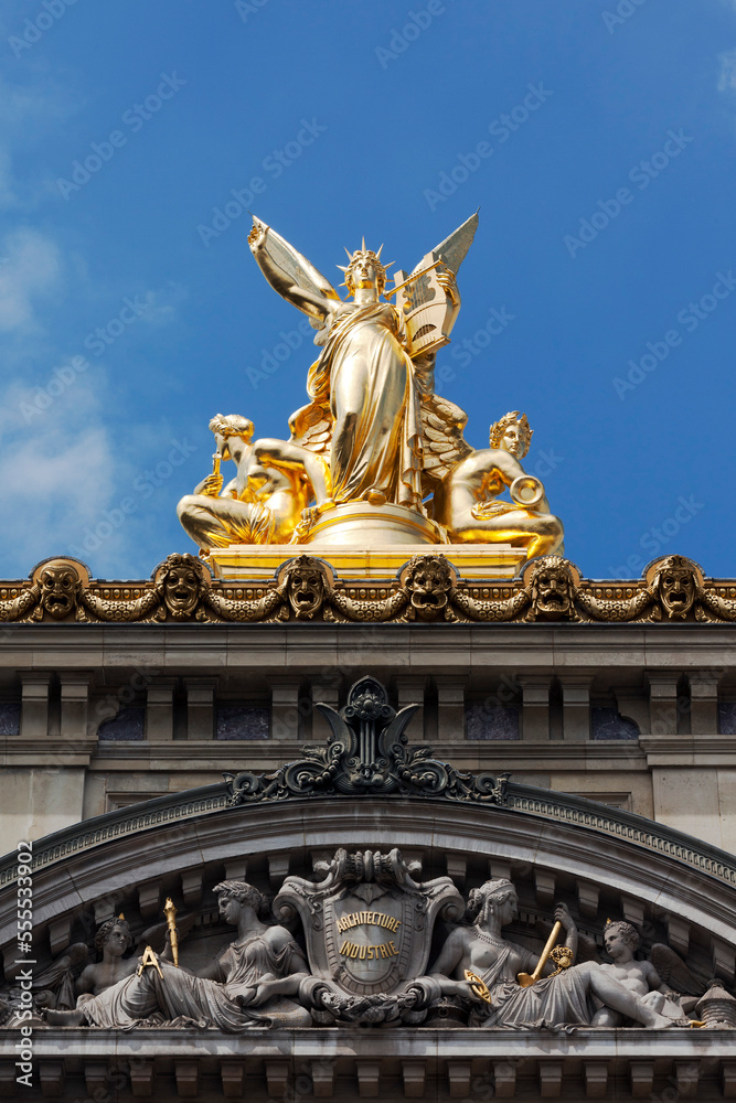 Statues, Palais Garnier, 9th Arrondissement, Paris, Ile-de-France, France Statues, Palais Garnier, 9th Arrondissement, Paris, Ile-de-France, France