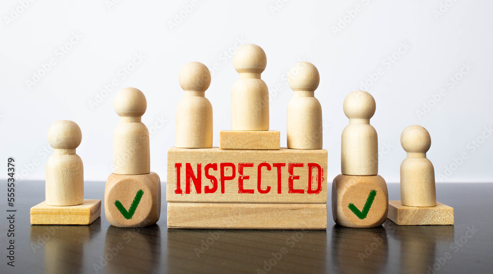Inspect Word In Wooden Cube, business concept Inspect Word In Wooden Cube, business concept