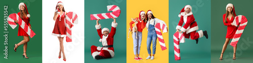 Set of people with Christma...
