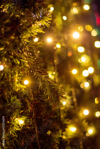 Holiday decoration concept .Christmas bokeh lights. Copy space © Evis