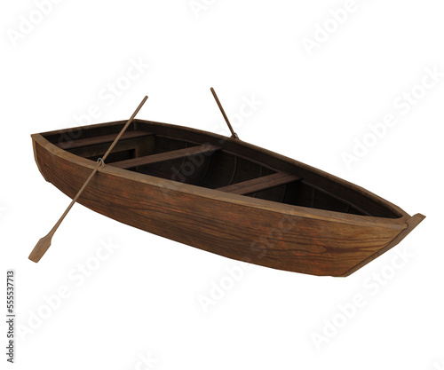 3d rendering realistic wooden canoe