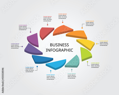 flower step template for infographic for presentation for 10 element