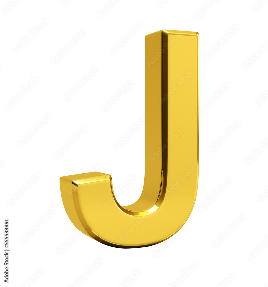 Letter J. 3d render Letter J. 3d render