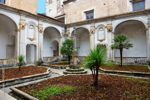 Fototapeta Naklejka Na Ścianę i Meble -  Ancient cemetery's cloister, Padula Charterhouse Certosa di San Lorenzo Padula Italy