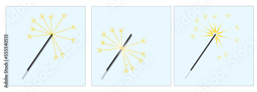 Sparkles firework new year celebration vector design set