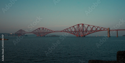 Scottish Horizon: Photograph of the Forth Road Bridge over the loch at South Queensferry, Edinburgh.
