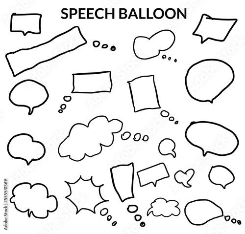 Speech balloon collection in hand drawn style, for wallpaper, comic, doodle, cloud, balloon. Talking, talking, chatting, shouting, laughing, vector, dream bubbles