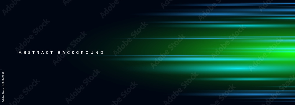 Black modern wide abstract technology background with glowing high-speed and movement light effect. Vector illustration
