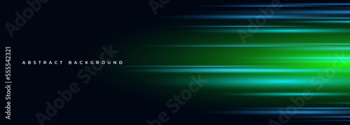 Black modern wide abstract technology background with glowing high-speed and movement light effect. Vector illustration