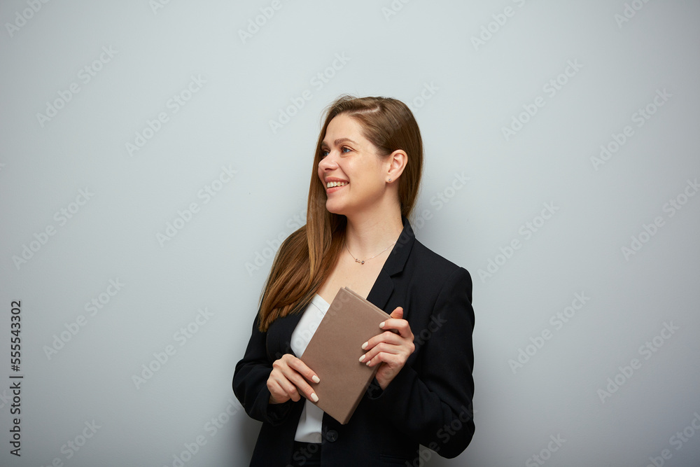 Woman with book. Isolated portrait with copy space. Woman with book. Isolated portrait with copy space.