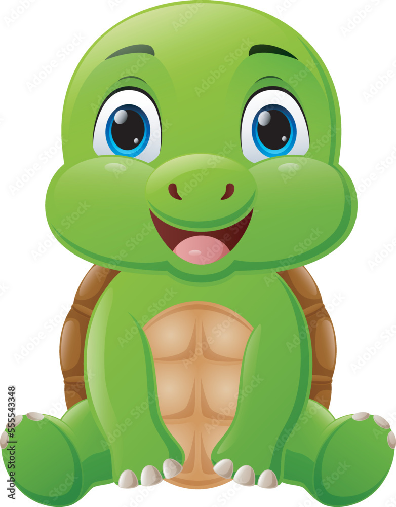 Fototapeta premium Cute baby turtle cartoon sitting