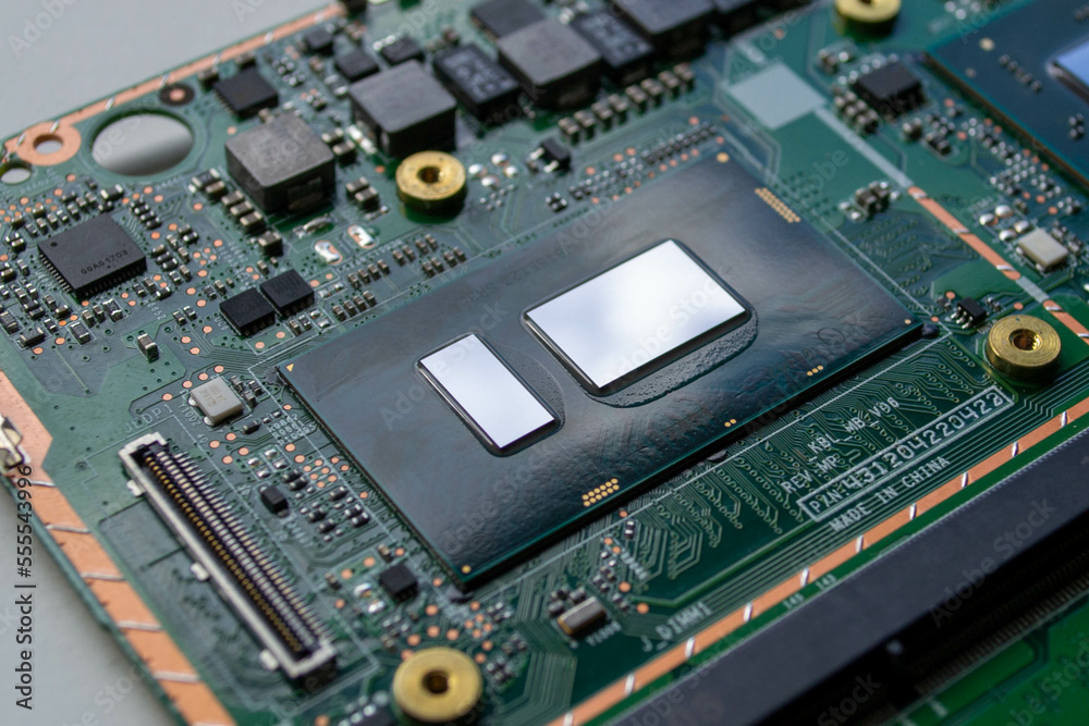 Closeup of the laptop processor Closeup of the laptop processor