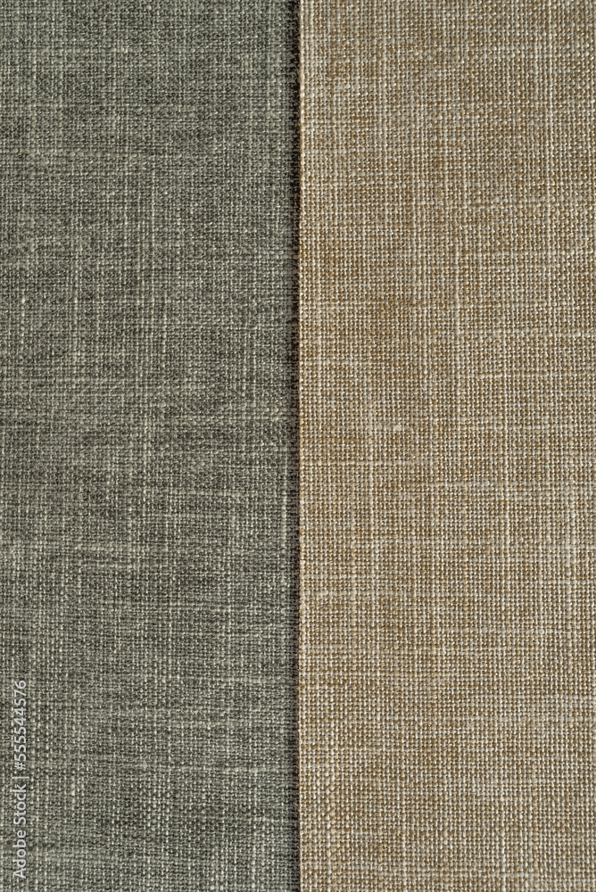 Fototapeta premium Basic background of linen fabric, close-up of fabric fibers