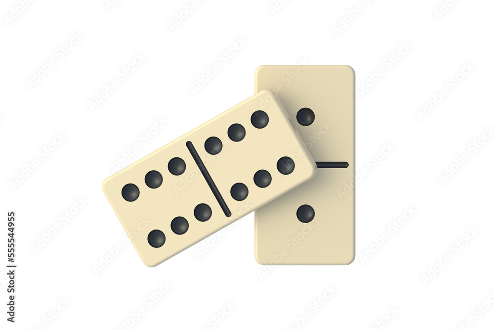 Domino tiles isolated on white background. Top view. 3d render Domino tiles isolated on white background. Top view. 3d render