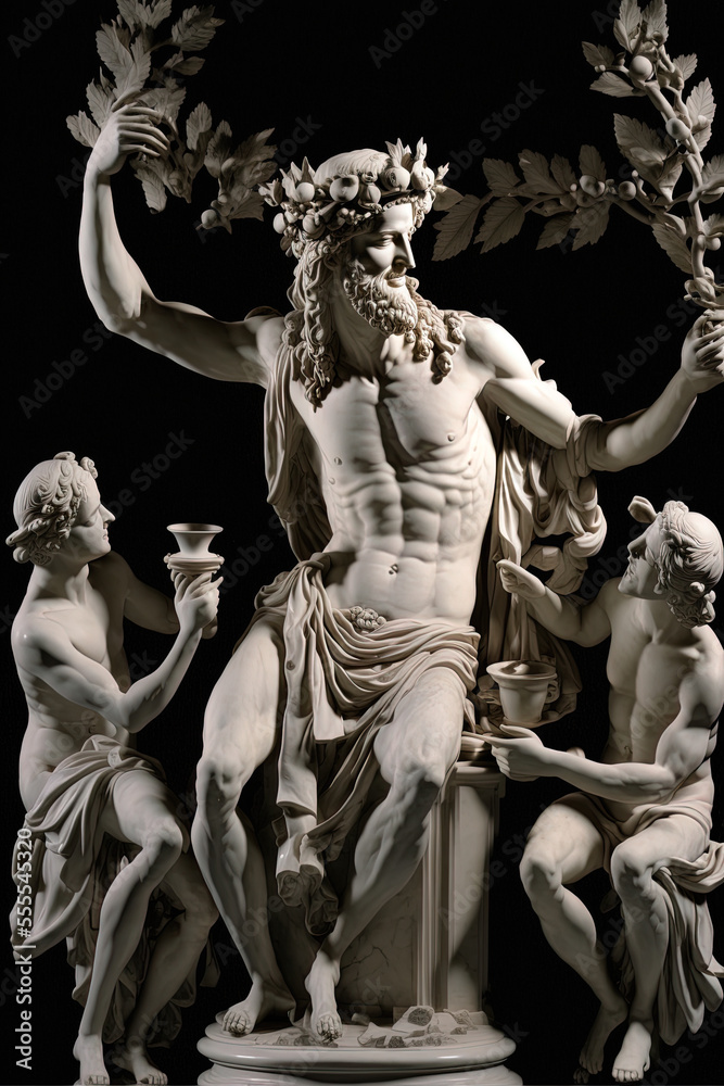 Dionysus god of wine and revelry Greek mythology. Sculpture roman