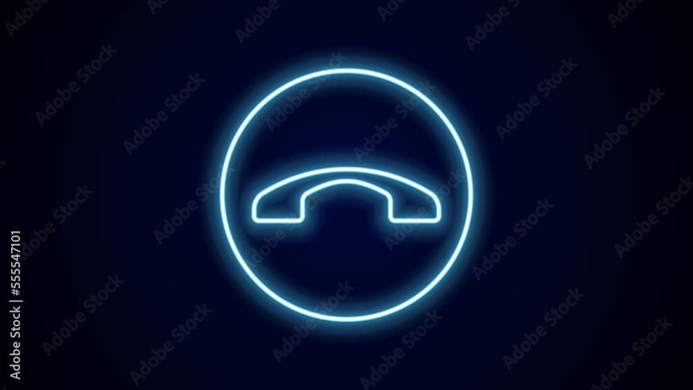 Glowing neon line Telephone handset icon isolated on black background. Phone sign. 4K Video motion graphic animation Glowing neon line Telephone handset icon isolated on black background. Phone sign. 4K Video motion graphic animation