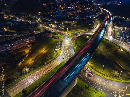 Night over Penn Inn Flyover and Roundabout from a drone Newton Abbot, Devon, England photo