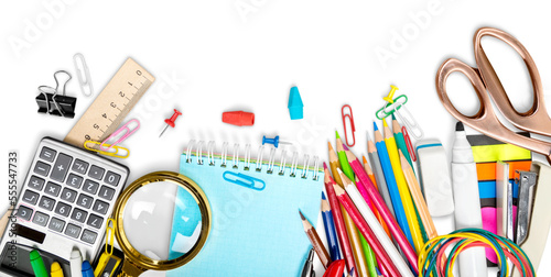 School colored stationery supplies collection