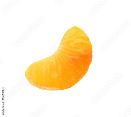 Piece of fresh juicy tangerine on white background