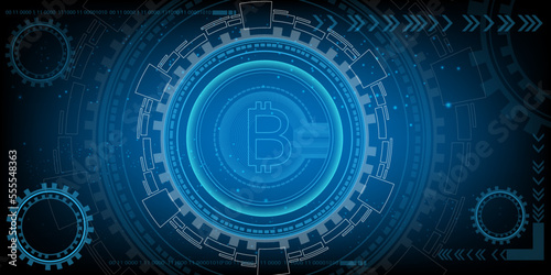 Bitcoin vector design around with  circle circuit board for Cryptocurrency for Future business world of economy