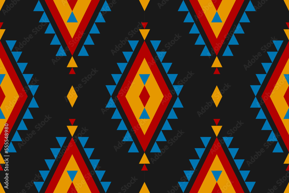 Fabric Aztec pattern background. Geometric ethnic oriental seamless pattern traditional. Mexican style. Design for wallpaper, illustration, fabric, clothing, carpet, textile, batik, embroidery. - obrazy, fototapety, plakaty 
